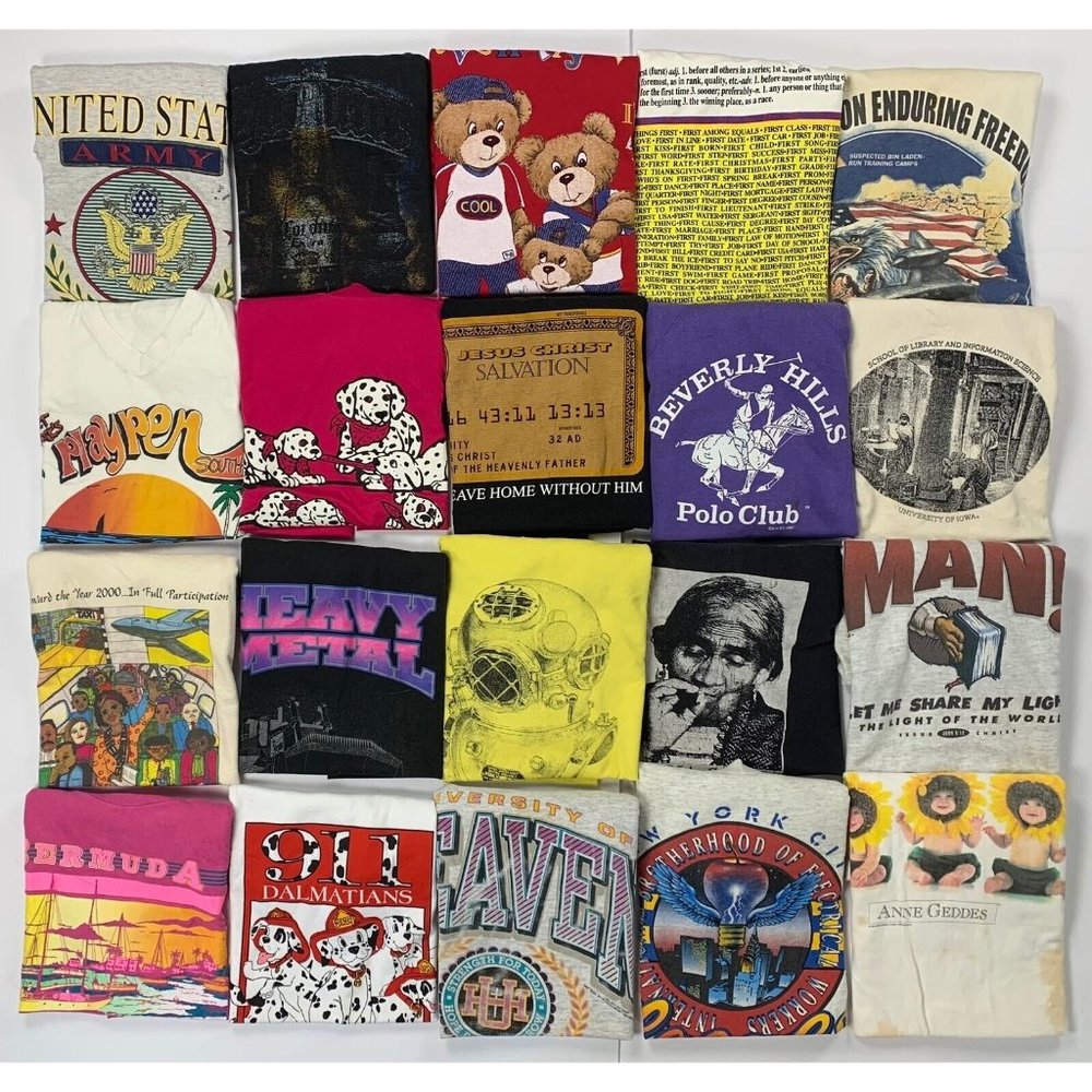 Vintage 80s 90s 00s T Shirt Bundle Reseller Lot Of 20 Mix SZS USA Jesus Army